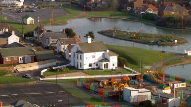 Ariel view of Colours Guesthouse, Mablethorpe, at Queen's Park