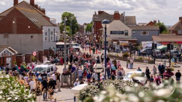 A busy Sutton on sea high street during the carnival